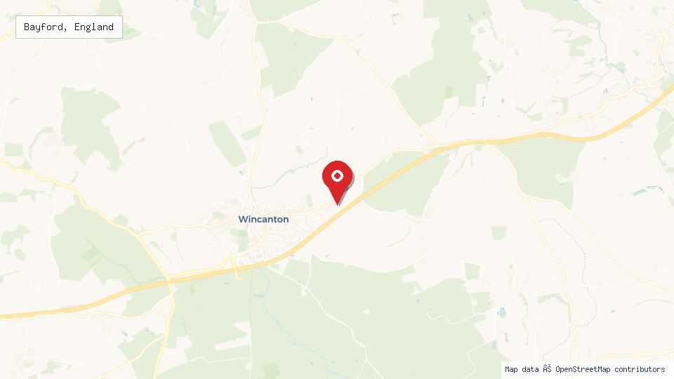 Street map of Bayford, England with location pin