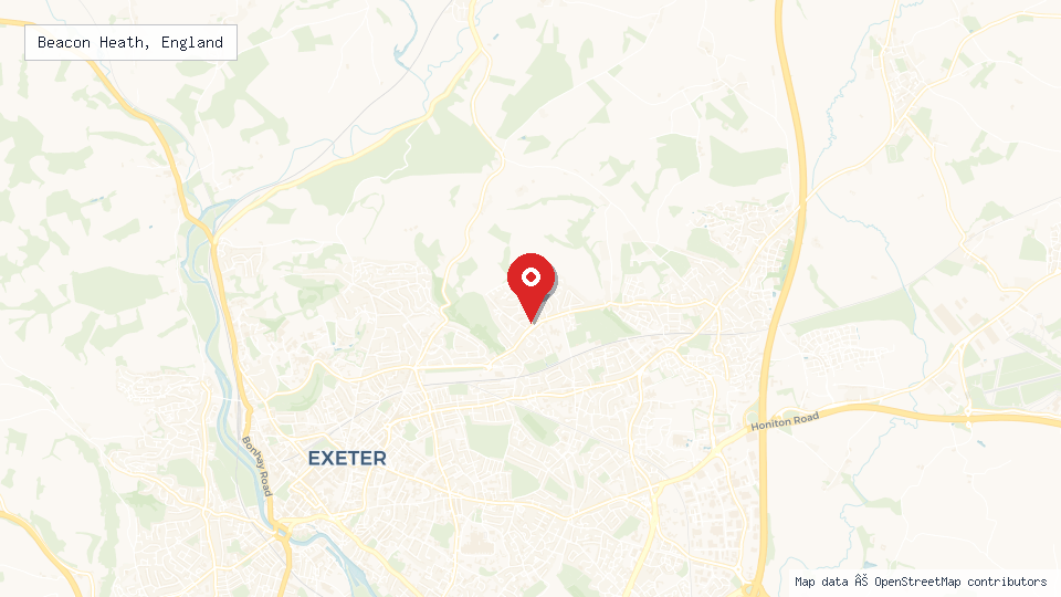 Street map of Beacon Heath, England with location pin