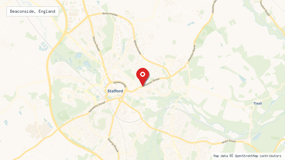 Street map of Beaconside, England with location pin