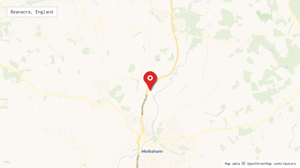 Street map of Beanacre, England with location pin