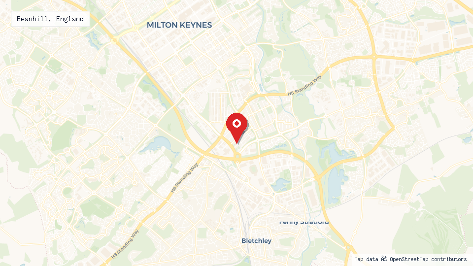 Street map of Beanhill, England with location pin