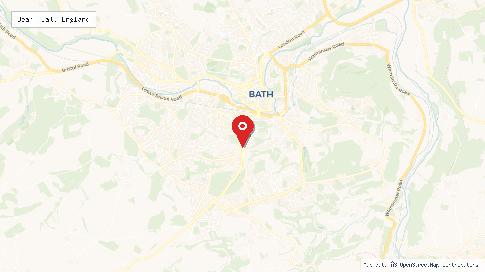 Street map of Bear Flat, England with location pin