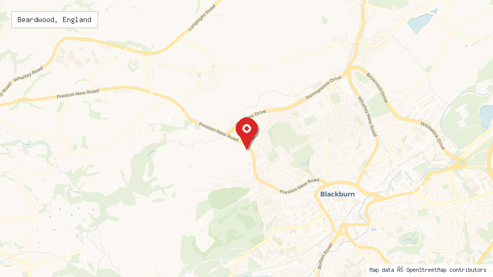 Street map of Beardwood, England with location pin