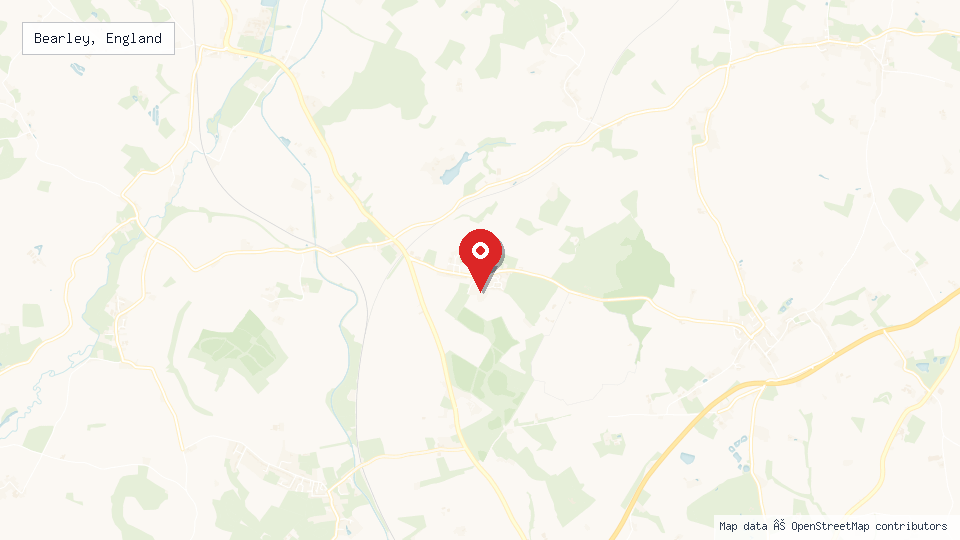 Street map of Bearley, England with location pin