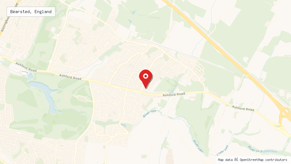 Street map of Bearsted, England with location pin