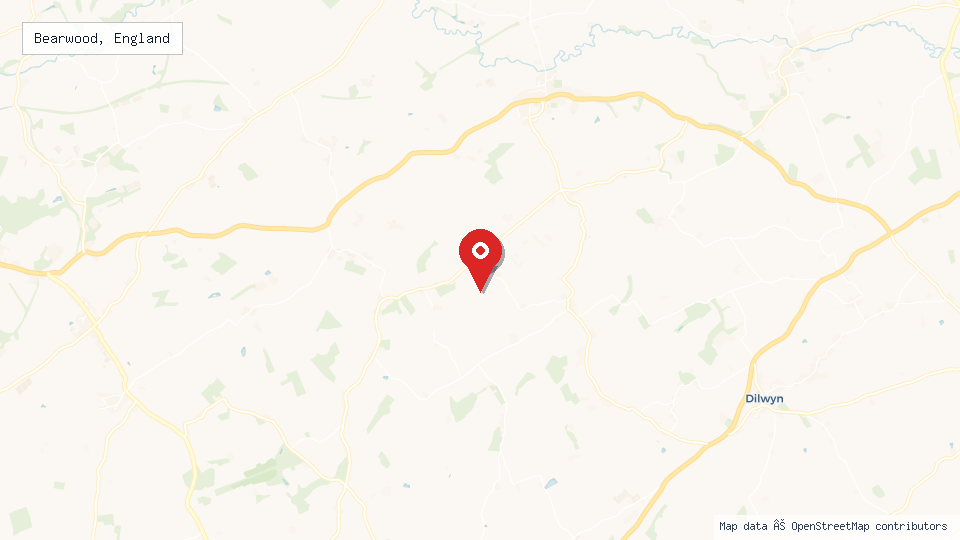 Street map of Bearwood, England with location pin