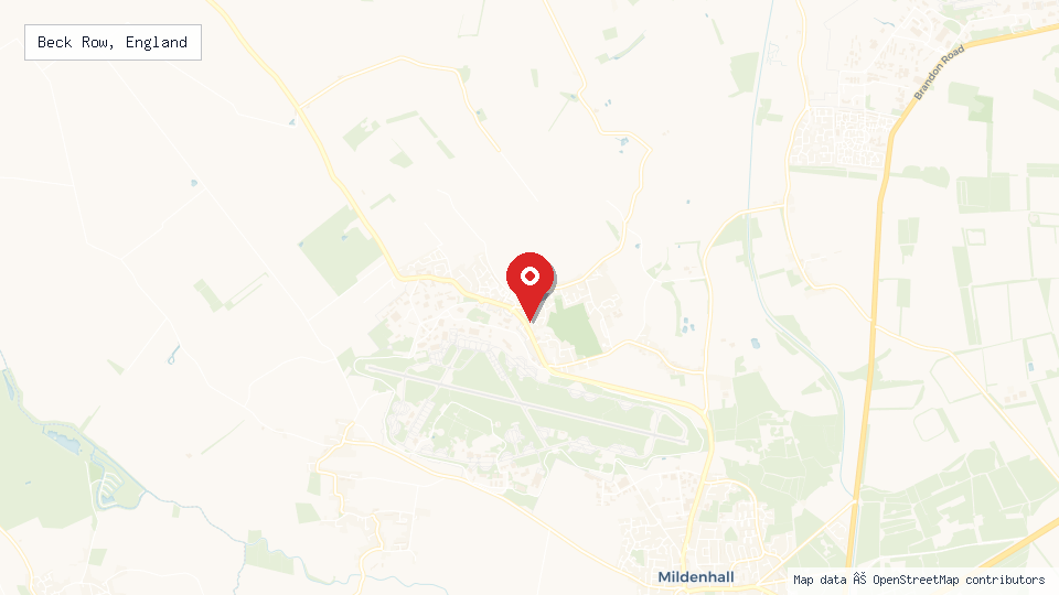Street map of Beck Row, England with location pin
