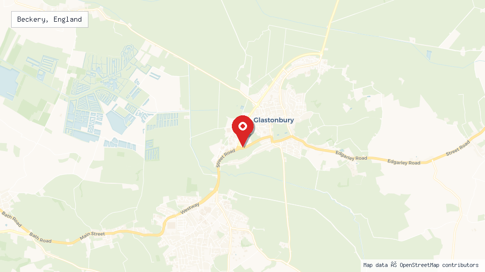 Street map of Beckery, England with location pin