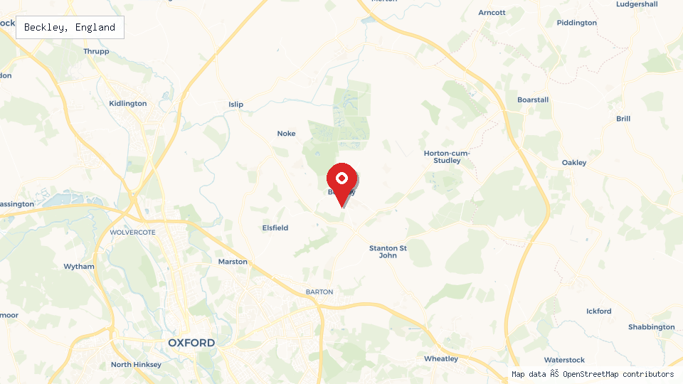 Street map of Beckley, England with location pin
