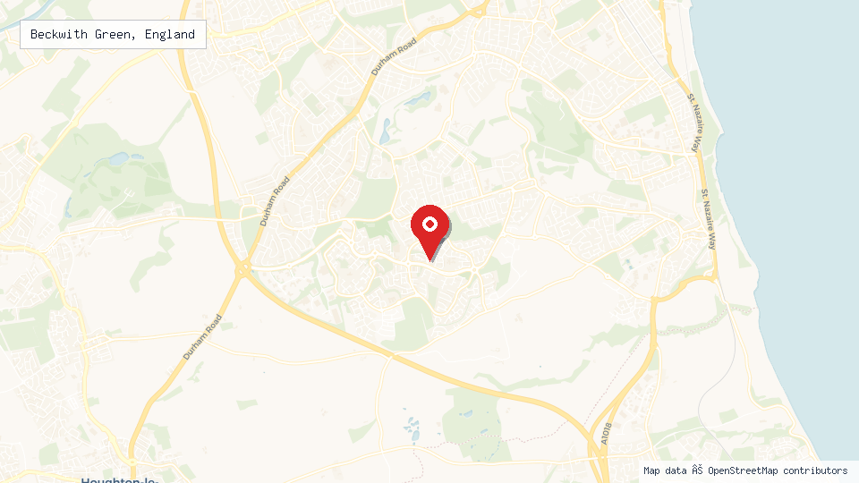 Street map of Beckwith Green, England with location pin