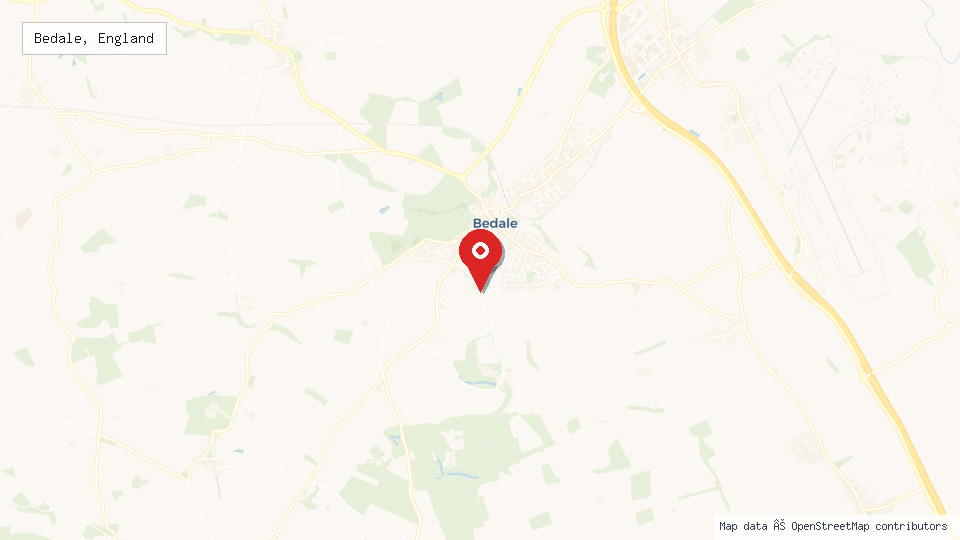Street map of Bedale, England with location pin