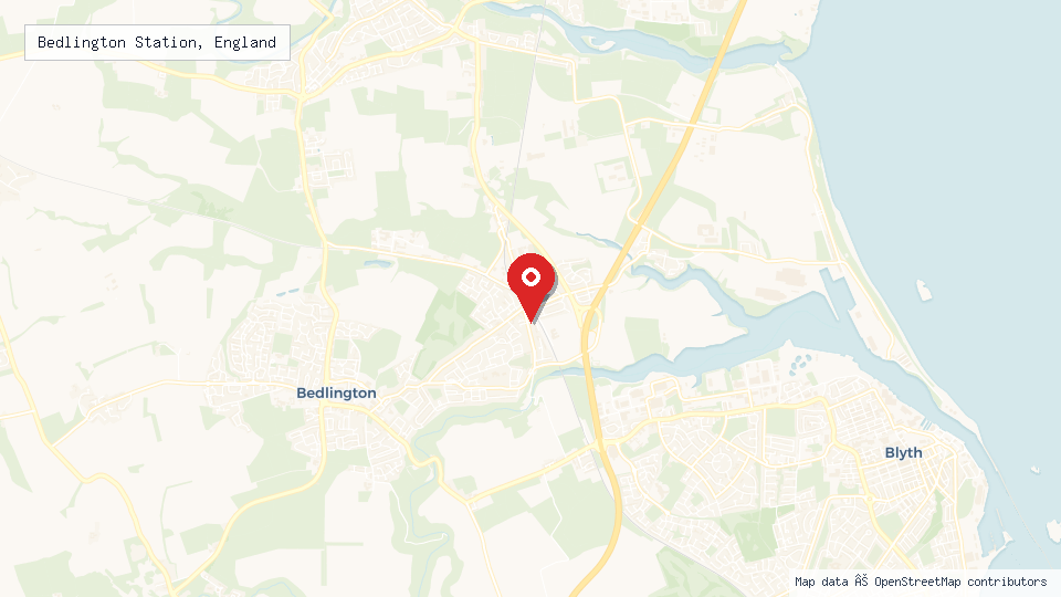 Street map of Bedlington Station, England with location pin