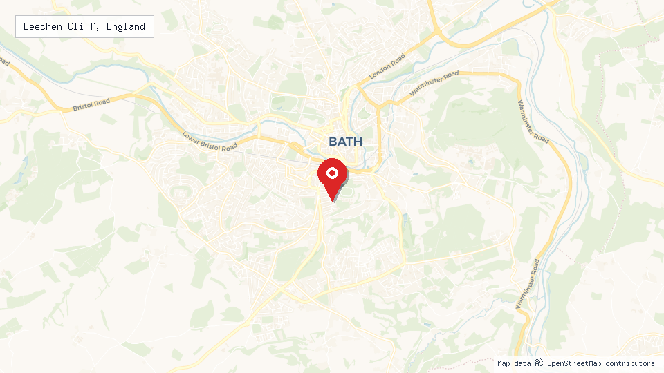 Street map of Beechen Cliff, England with location pin