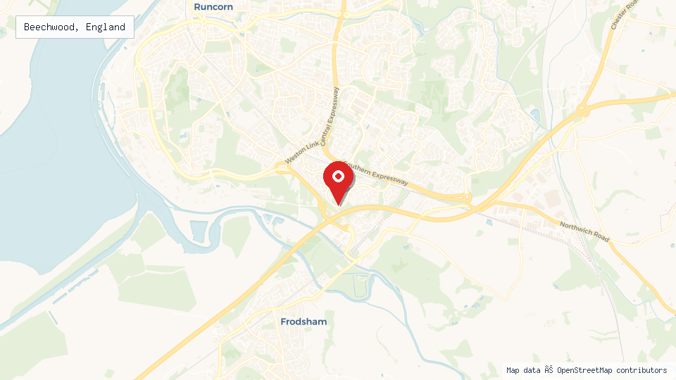 Street map of Beechwood, England with location pin