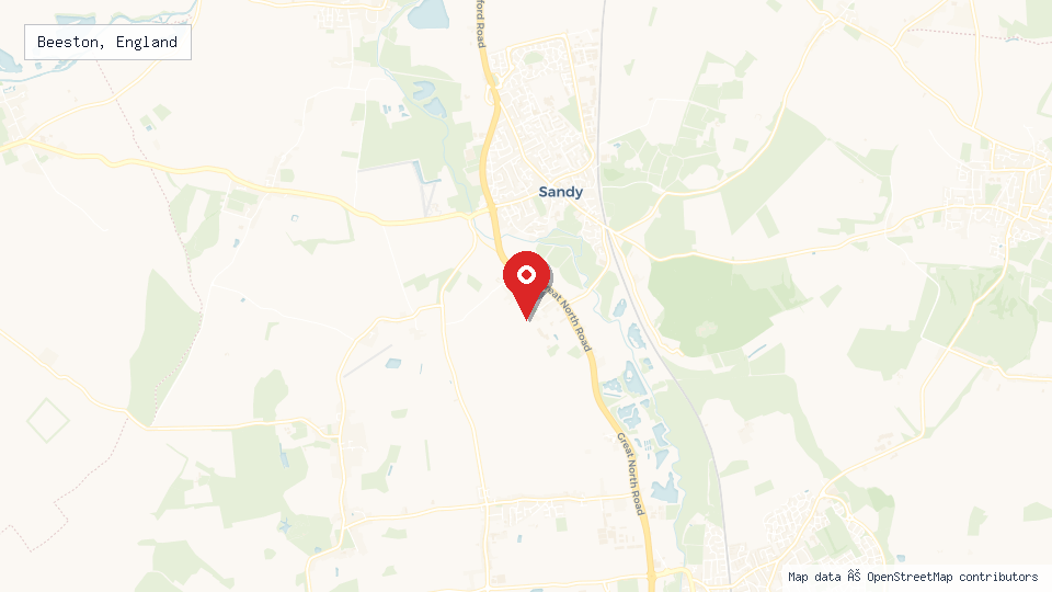 Street map of Beeston, England with location pin