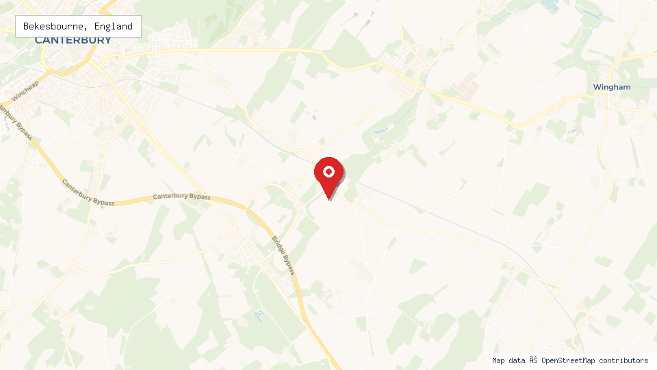 Street map of Bekesbourne, England with location pin