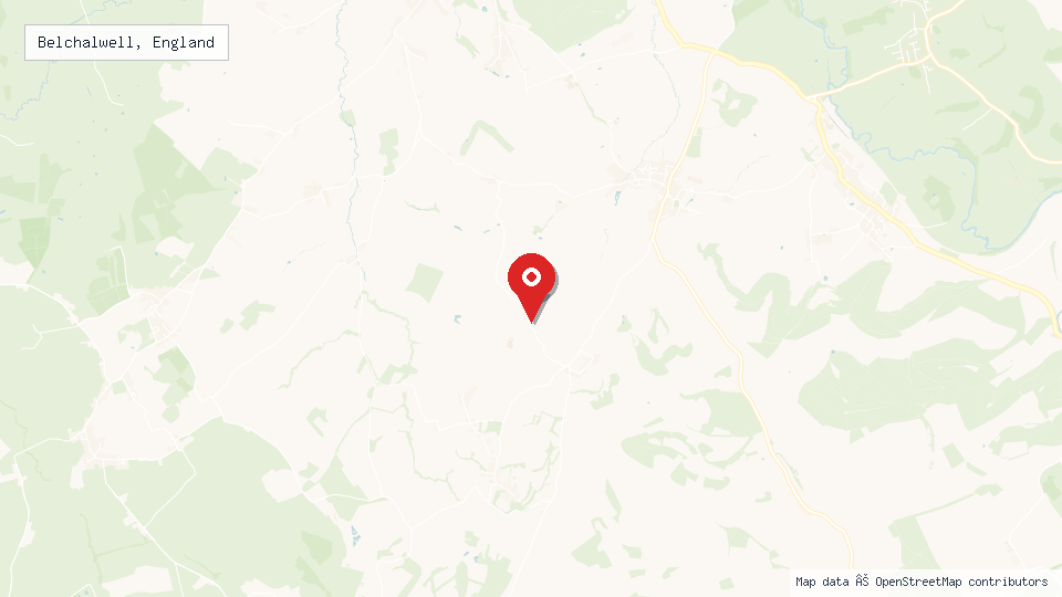 Street map of Belchalwell, England with location pin