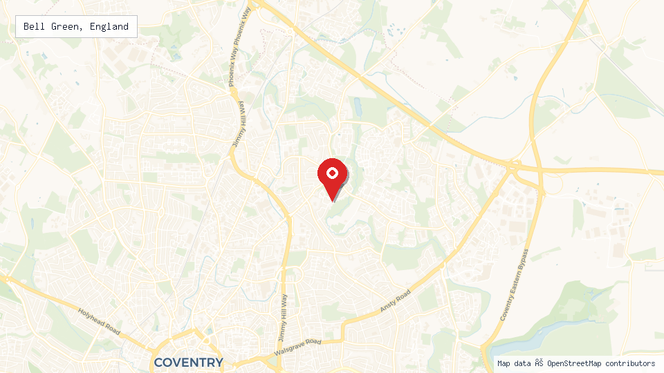 Street map of Bell Green, England with location pin