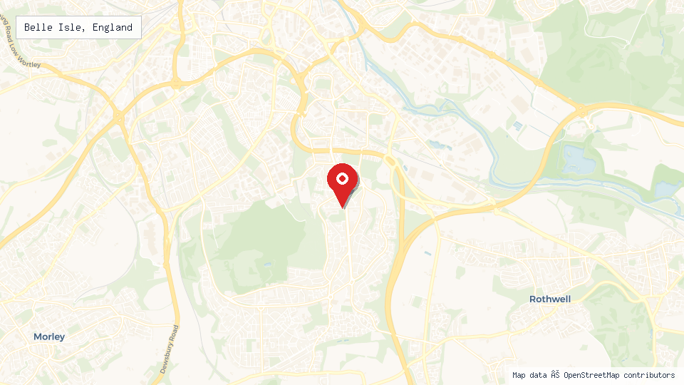 Street map of Belle Isle, England with location pin