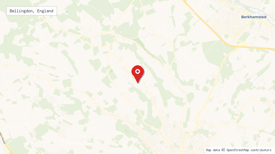 Street map of Bellingdon, England with location pin