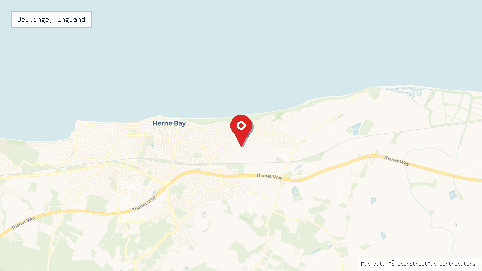 Street map of Beltinge, England with location pin