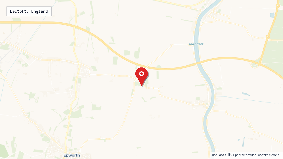 Street map of Beltoft, England with location pin