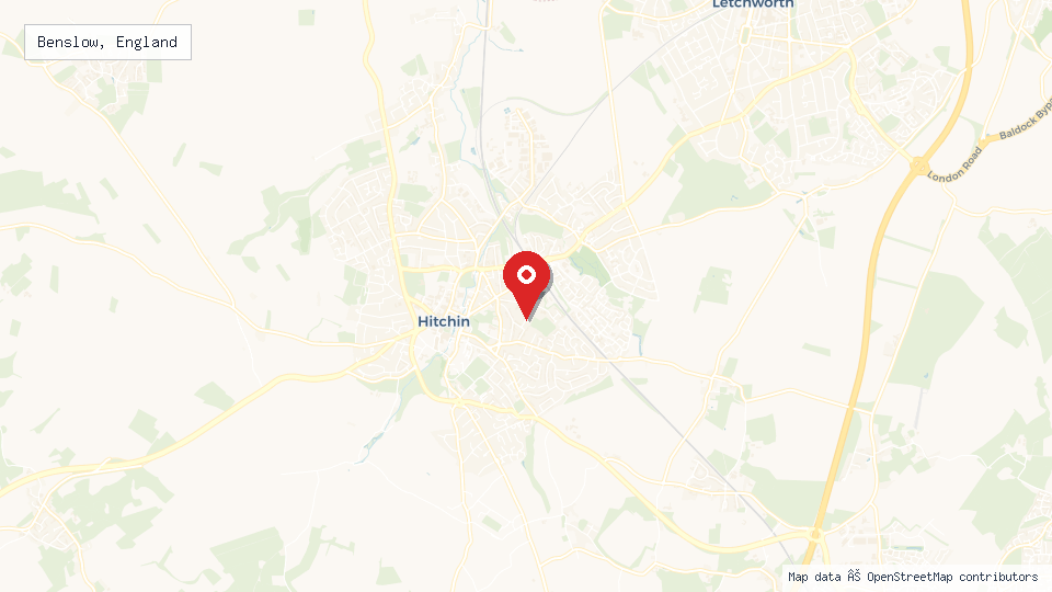 Street map of Benslow, England with location pin