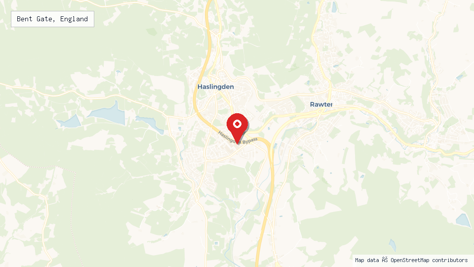 Street map of Bent Gate, England with location pin