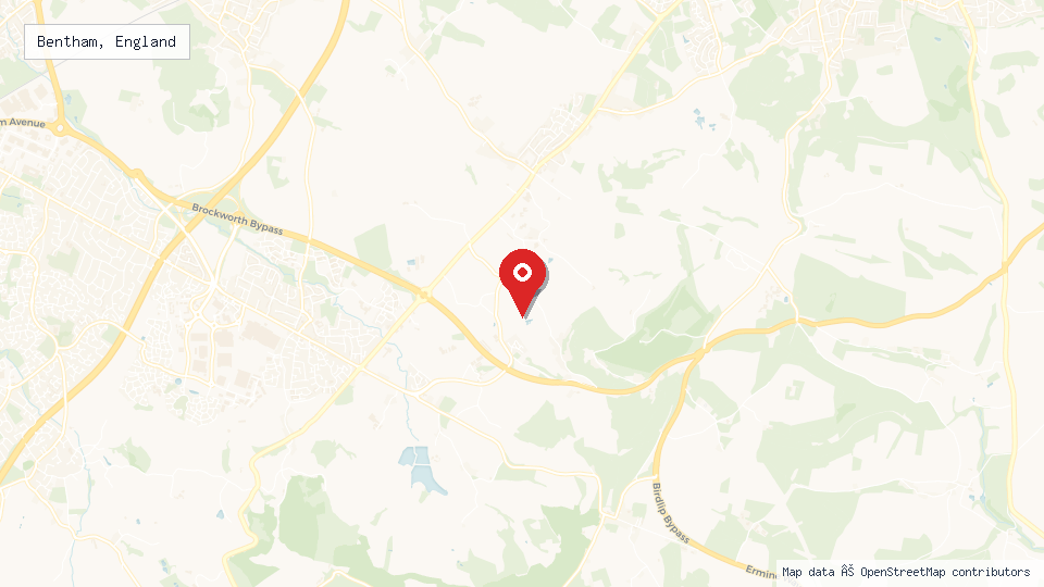 Street map of Bentham, England with location pin