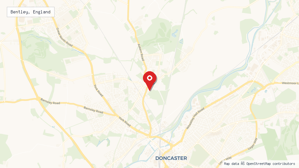 Street map of Bentley, England with location pin