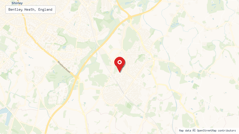 Street map of Bentley Heath, England with location pin