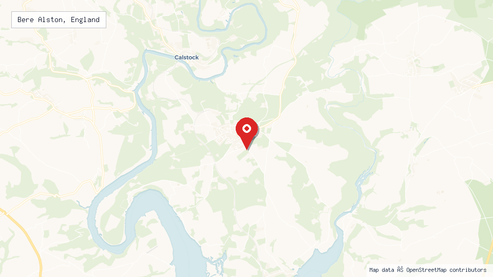Street map of Bere Alston, England with location pin