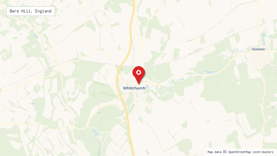 Street map of Bere Hill, England with location pin