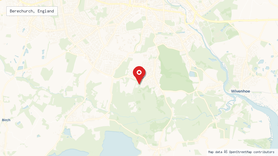 Street map of Berechurch, England with location pin