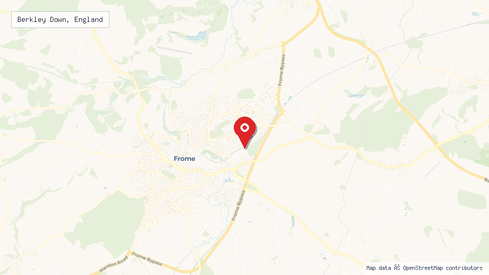 Street map of Berkley Down, England with location pin