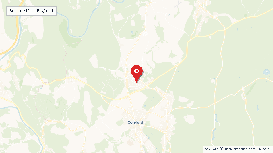 Street map of Berry Hill, England with location pin