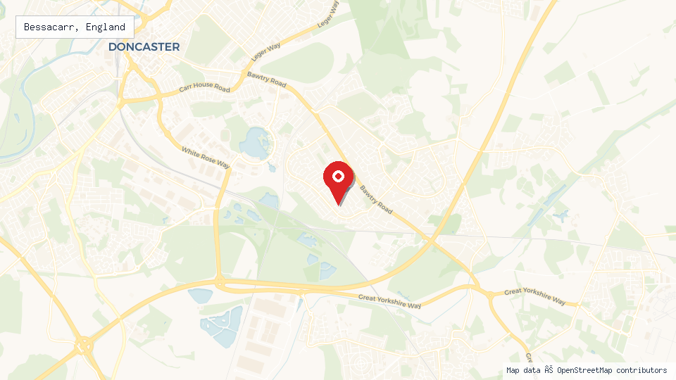 Street map of Bessacarr, England with location pin