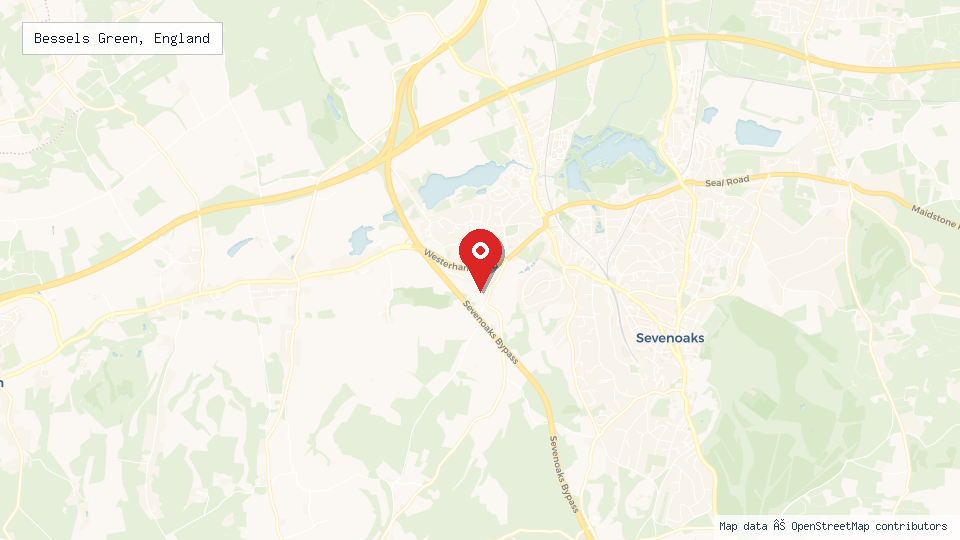 Street map of Bessels Green, England with location pin