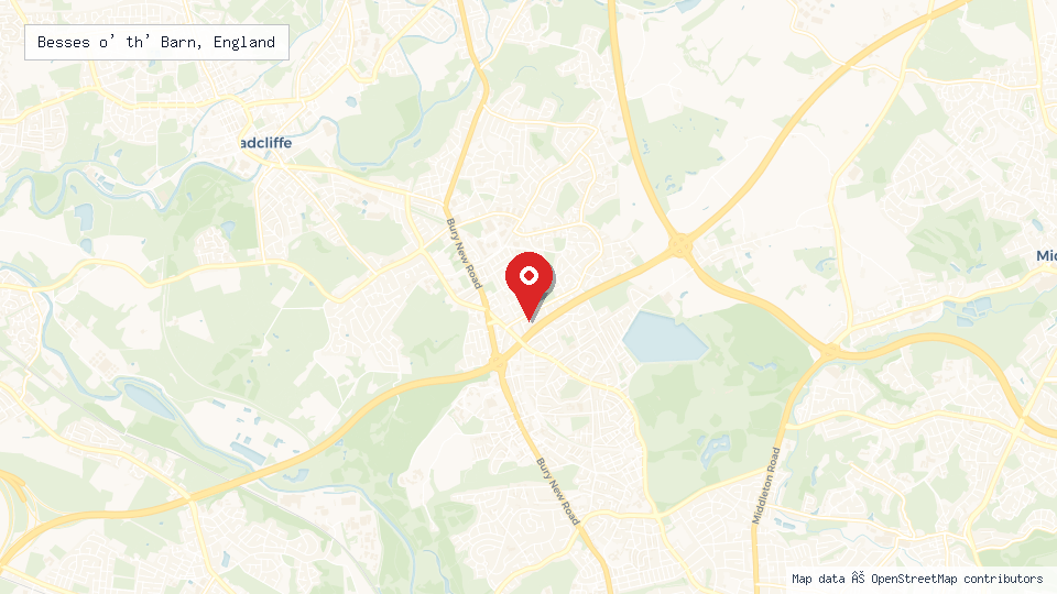 Street map of Besses o' th' Barn, England with location pin
