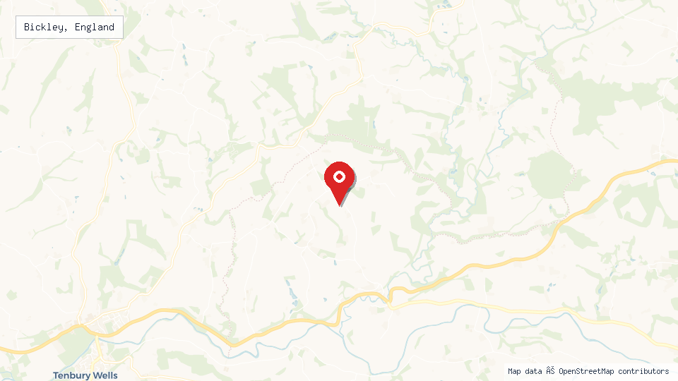 Street map of Bickley, England with location pin