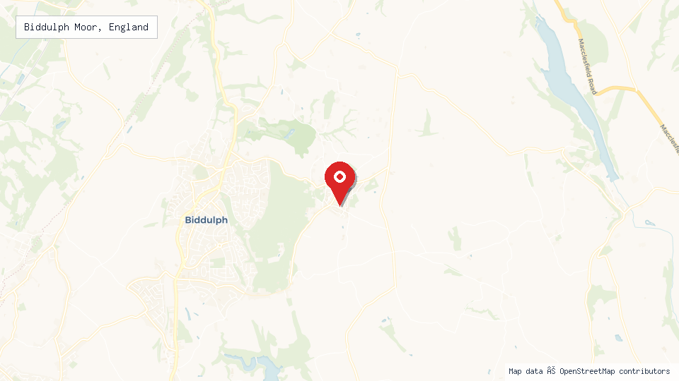 Street map of Biddulph Moor, England with location pin