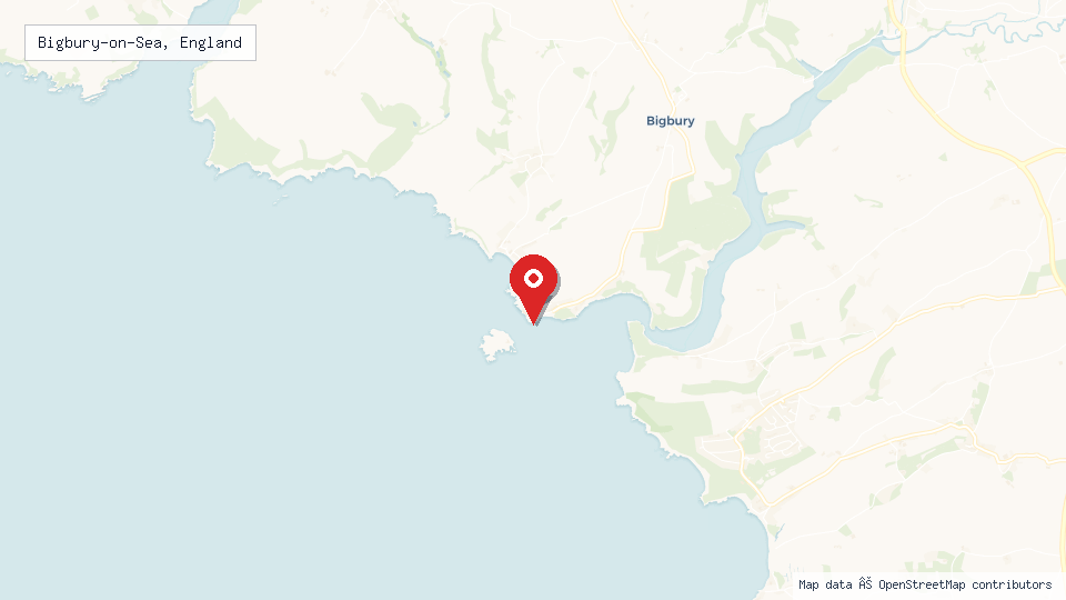 Street map of Bigbury-on-Sea, England with location pin