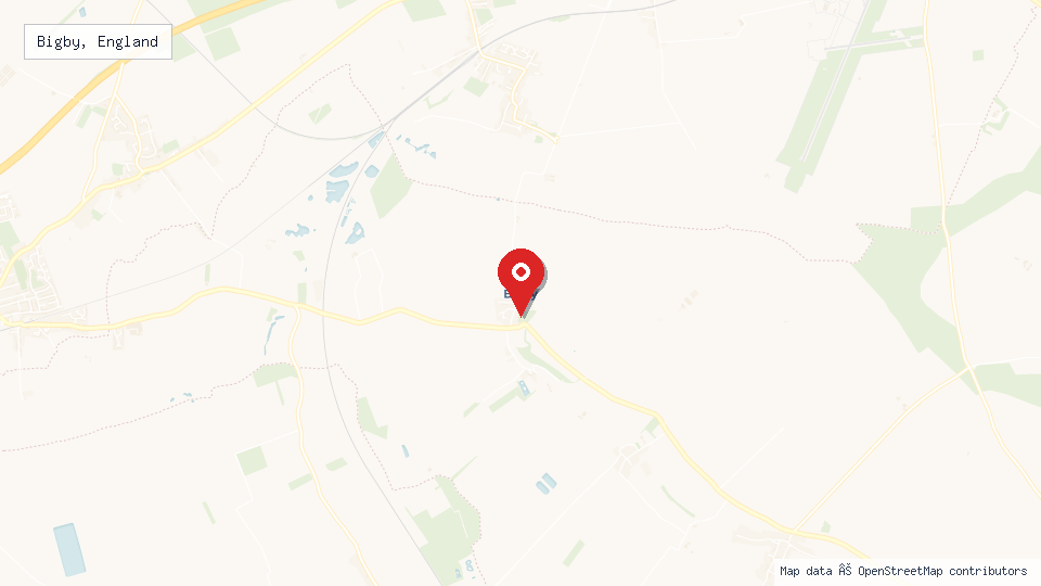 Street map of Bigby, England with location pin