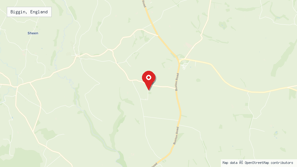Street map of Biggin, England with location pin