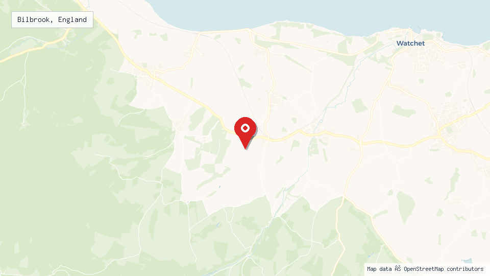 Street map of Bilbrook, England with location pin