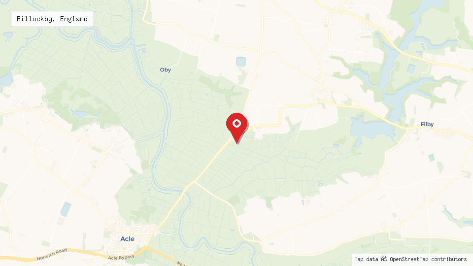 Street map of Billockby, England with location pin