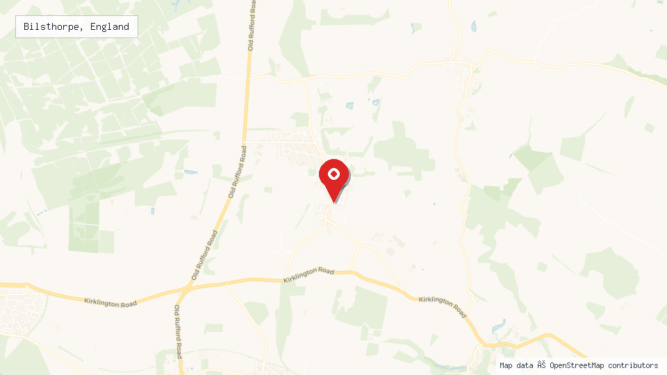 Street map of Bilsthorpe, England with location pin