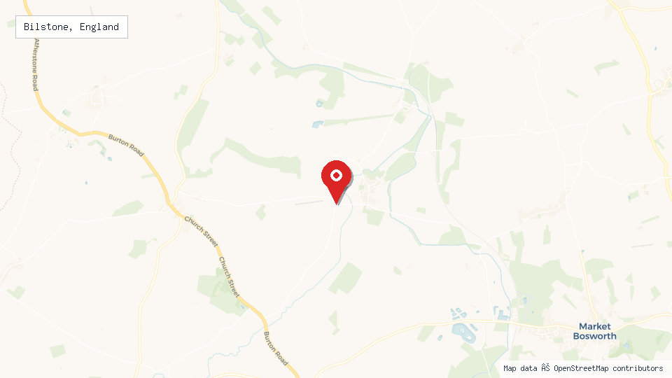Street map of Bilstone, England with location pin