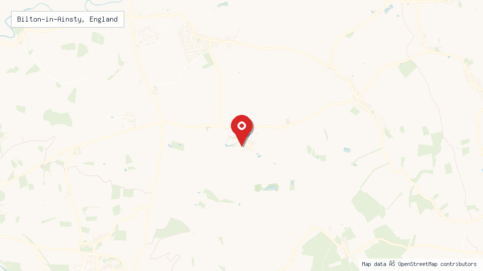 Street map of Bilton-in-Ainsty, England with location pin