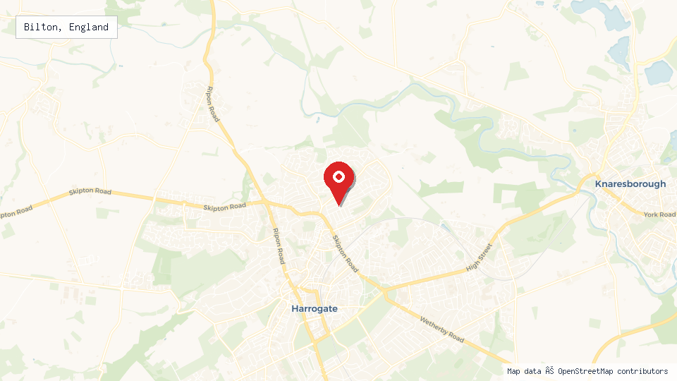 Street map of Bilton, England with location pin